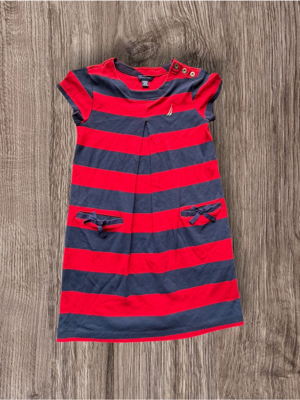 Girls Nautica Red and Blue Striped Dress Size Medium 8/10 - Picture 1 of 2
